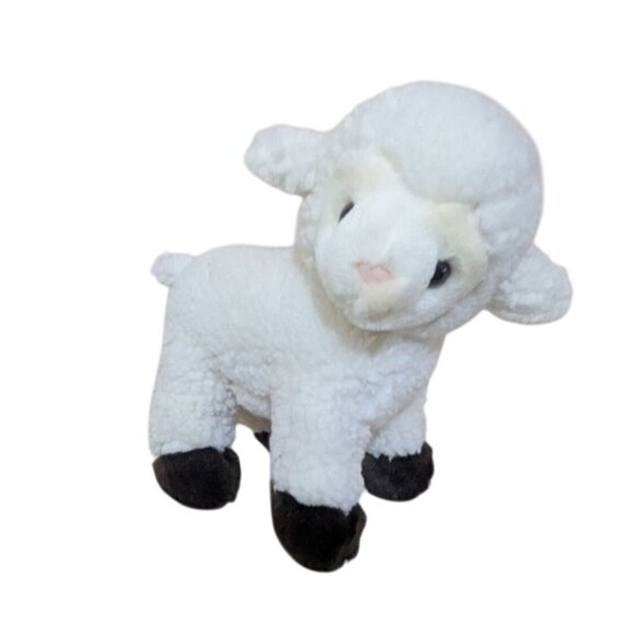 Vintage Russ Baa Baa Plush Lamb Sheep Clomping Rattle Toy 8" White & Brown Soft - Picture 1 of 9